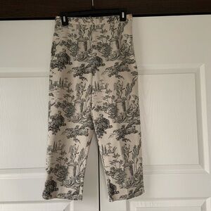 New York City Design Co. 8 Petite Vintage Style Print Pant Side Zip Flat Front